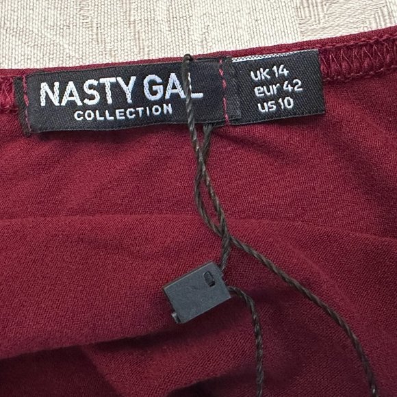 NWT Nasty Gal Maroon One-Shoulder Top Size 10 US 14 UK - Picture 7 of 10
